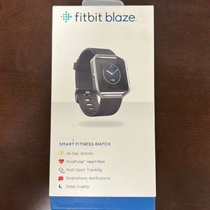 FITBIT BLAZE STAINLESS STEEL FRAME BLACK BAND like New with original packaging.